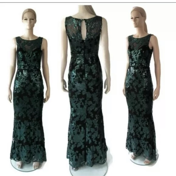 Badgley Mischka Black & Green Sequin Lace Ivy 2 - Picture 3 of 7
